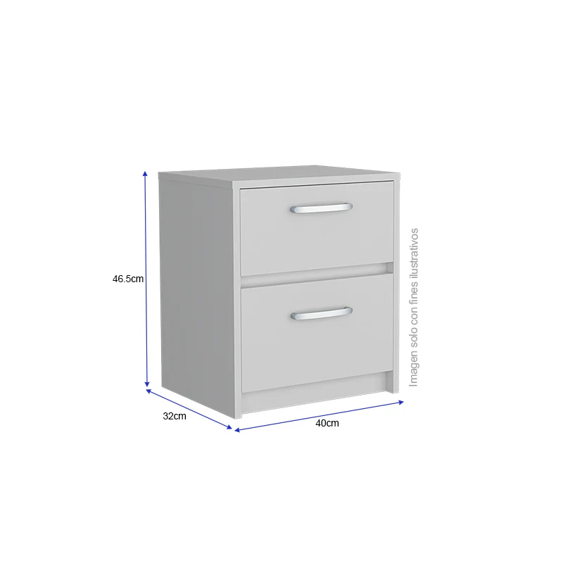 Mesa de noche Argento Color blanco MQZ MLB 8073 2 cajones. - Image 4