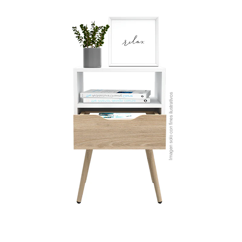 Mesa de noche OTOM, MBR 6077 color Rovere blanco - Image 3