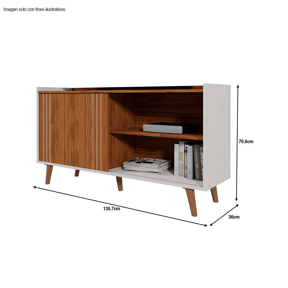 Mesa para TV hasta 50" modelo New Austin color canela miel / perla metalizada - Image 3