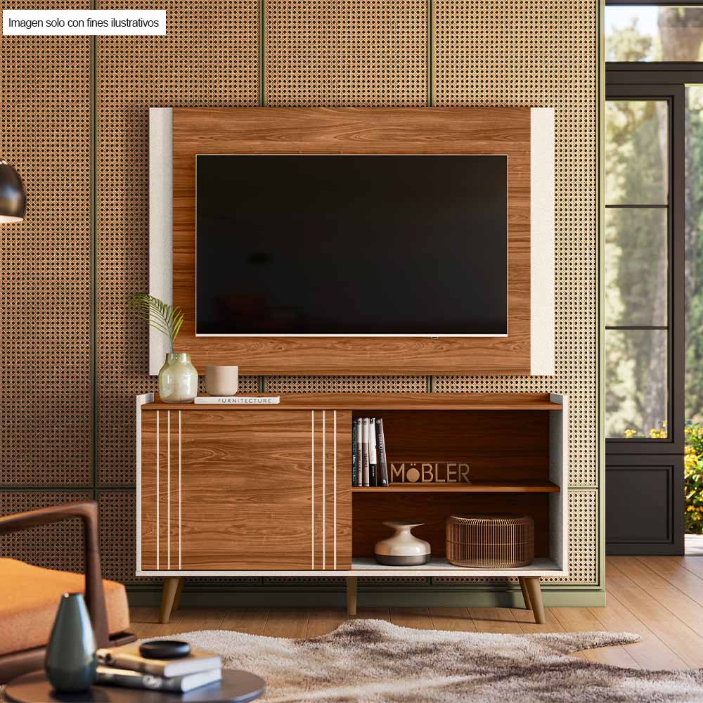 Mesa para TV hasta 50" modelo New Austin color canela miel / perla metalizada - Image 4