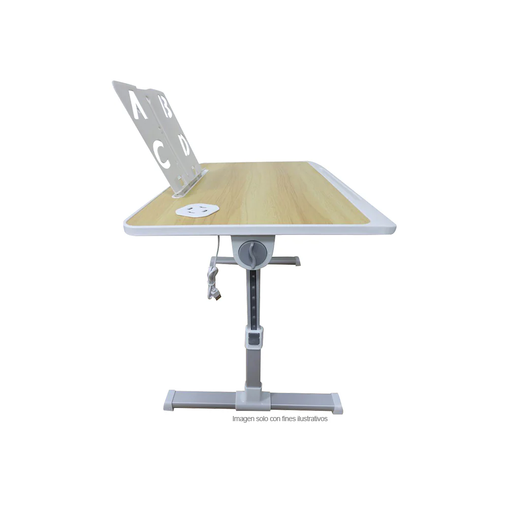 Mesa plegable MF1 para laptop con puerto USB, color roble - Image 3
