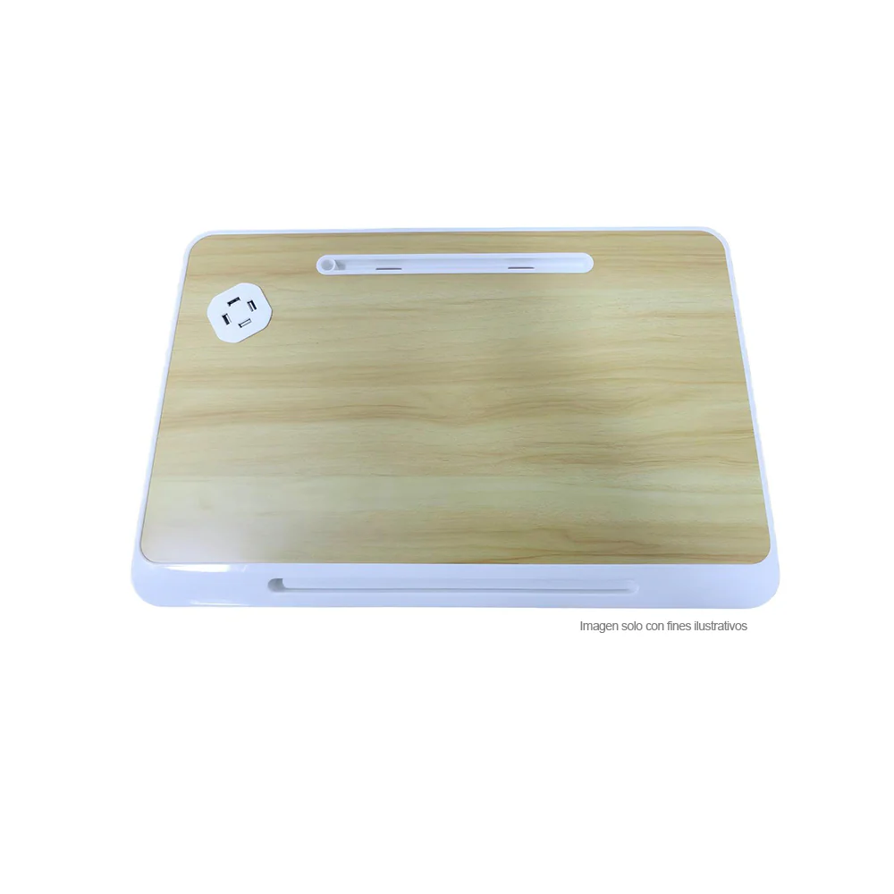 Mesa plegable MF1 para laptop con puerto USB, color roble - Image 5