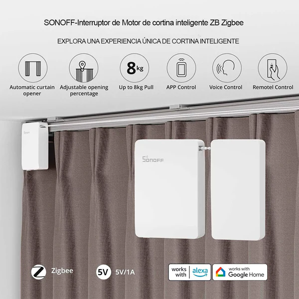 Motor para cortina tradicional Sonoff Zigbee ZBCURTAIN Smart. - Image 5