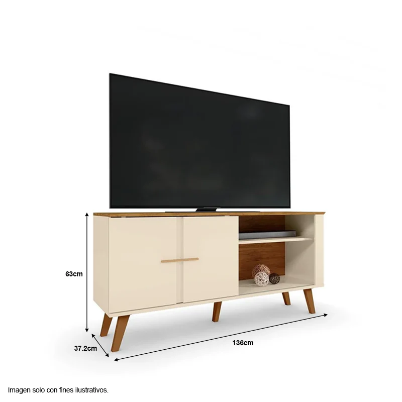 Mueble para TV Bancada Ilheus soporta 55" color off white/canela - Image 3