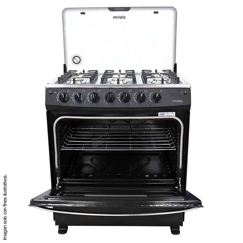 Estufa a gas 30" MY-ST6Q760-PHEL-B JADE Mystic 6 quemadores tapa de vidrio - Image 2