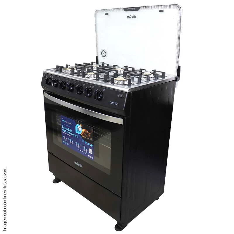 Estufa a gas 30" MY-ST6Q760-PHEL-B JADE Mystic 6 quemadores tapa de vidrio - Image 3