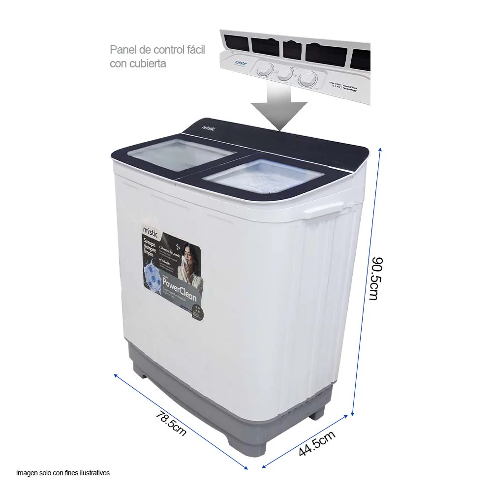 Lavadora semiautomática 10.5kg WM-1015 Mystic, con turbo Dry, power clean - Image 4