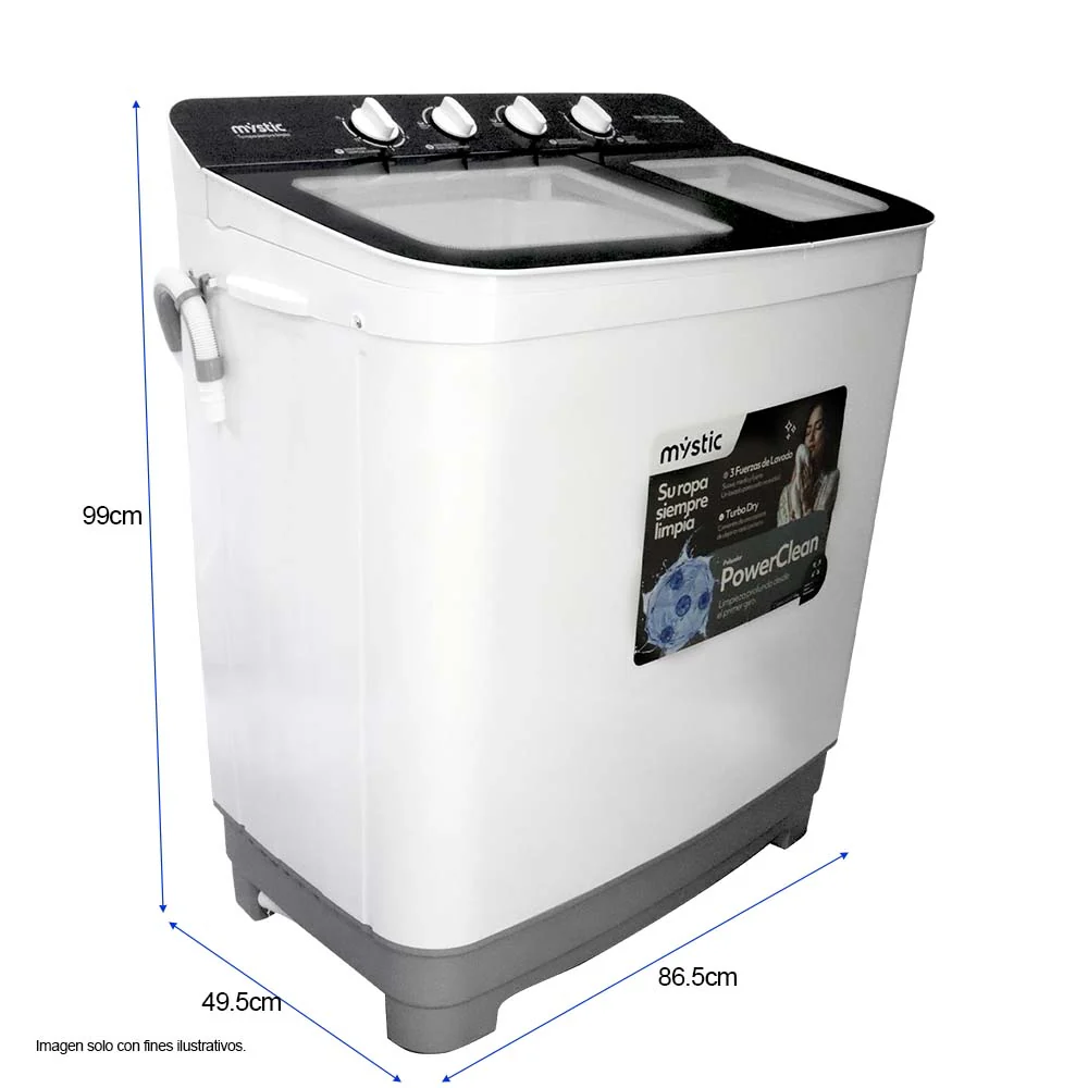 Lavadora semiautomatica12kg, WM-1217S Mystic PowerClean, Turbo Dry, tapa en vidrido templado - Image 2