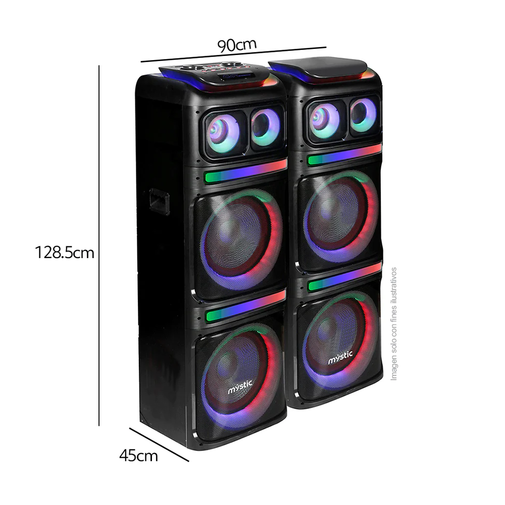 Sound max MY-PS492U Mystic, audio con Bluetooth, micrófono inalámbrico UHF, Radio FM, Luz LED. 120W RMS x 2 - Image 3