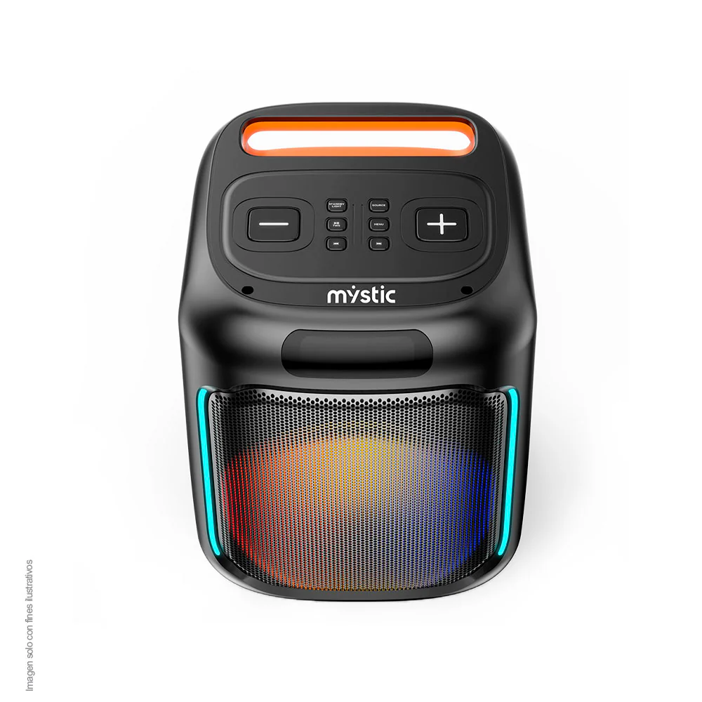 Parlante activo MY-PS88-B-LA-BR Mystic Out mini pro, audio con hasta 4 horas de reproducción, luz LED, Micrófono con cable, Bluetooth TWS, Radio FM. - Image 3