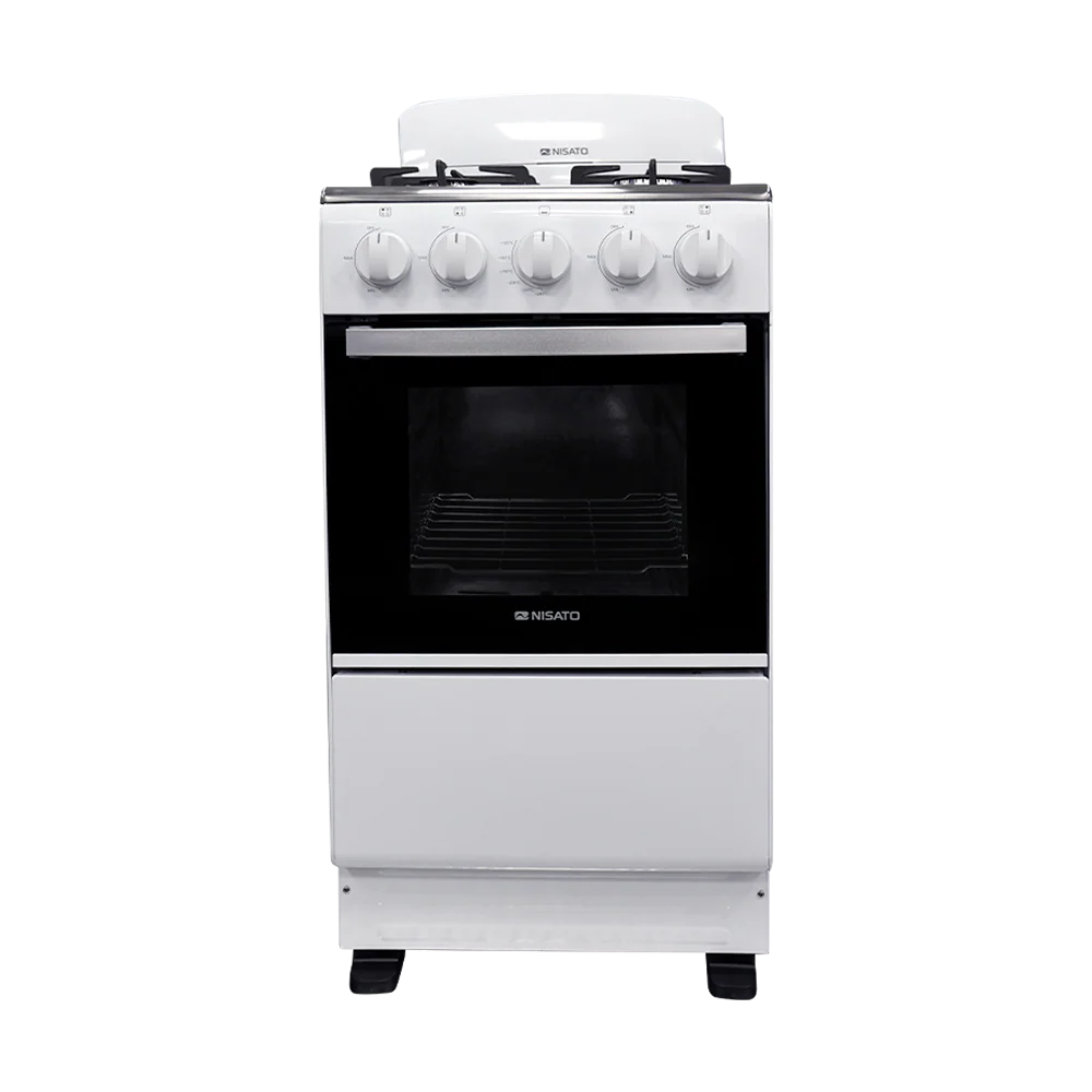 Estufa a gas de 20" NE-2021RPHF 4 quemadores, mesa de acero inox. color blanca