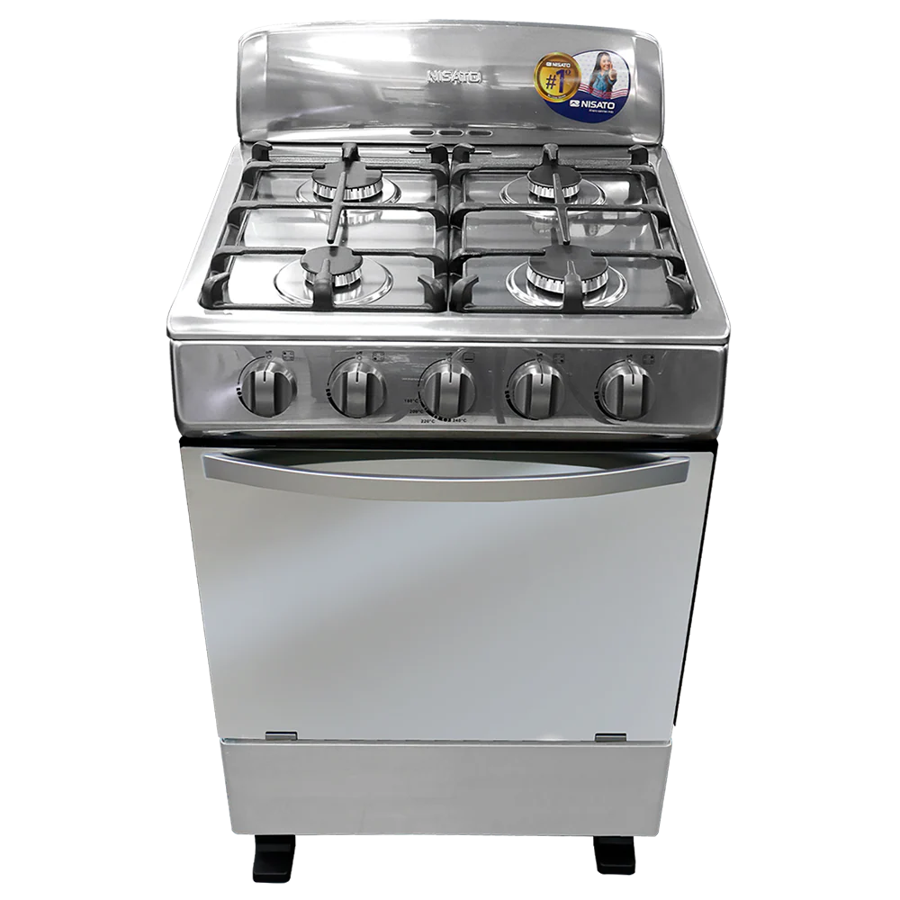 Estufa a gas de 24" NE-2464RMS 4 quemadores, mesa de acero inox.