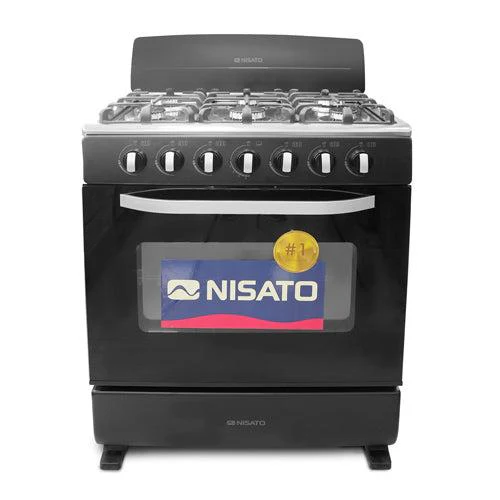 Estufa a Gas, 30”, NE-7630RNPHFMS, Nisato, 6 quemadores con mesa de acero inoxidable y parrillas de alambrón, Color negro - Image 2