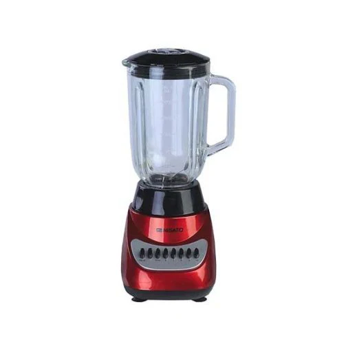 Licuadora 1.5 litros NLI-410PPN Nisato color rojo jarra plástica.