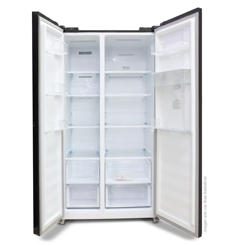 Refrigeradora Side By Side 18.5pc NRF-689INVSSLM Nisato, color negro, dispensador de agua, tecnología inverter. - Image 3