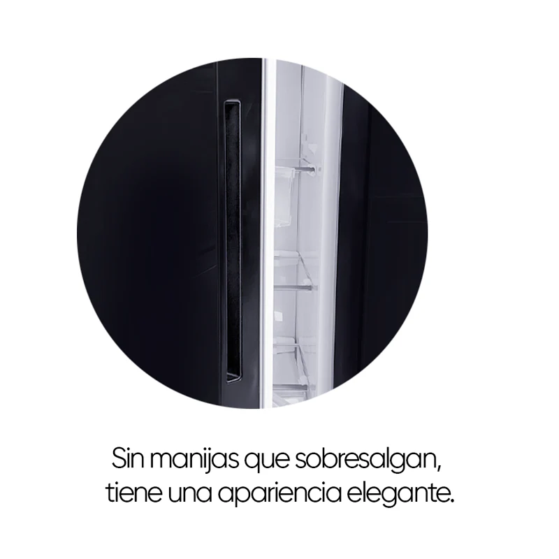 Refrigeradora NRF-715GSMH 17pc Nisato Side by Side inverter acabado frontal de vidrio negro - Image 2