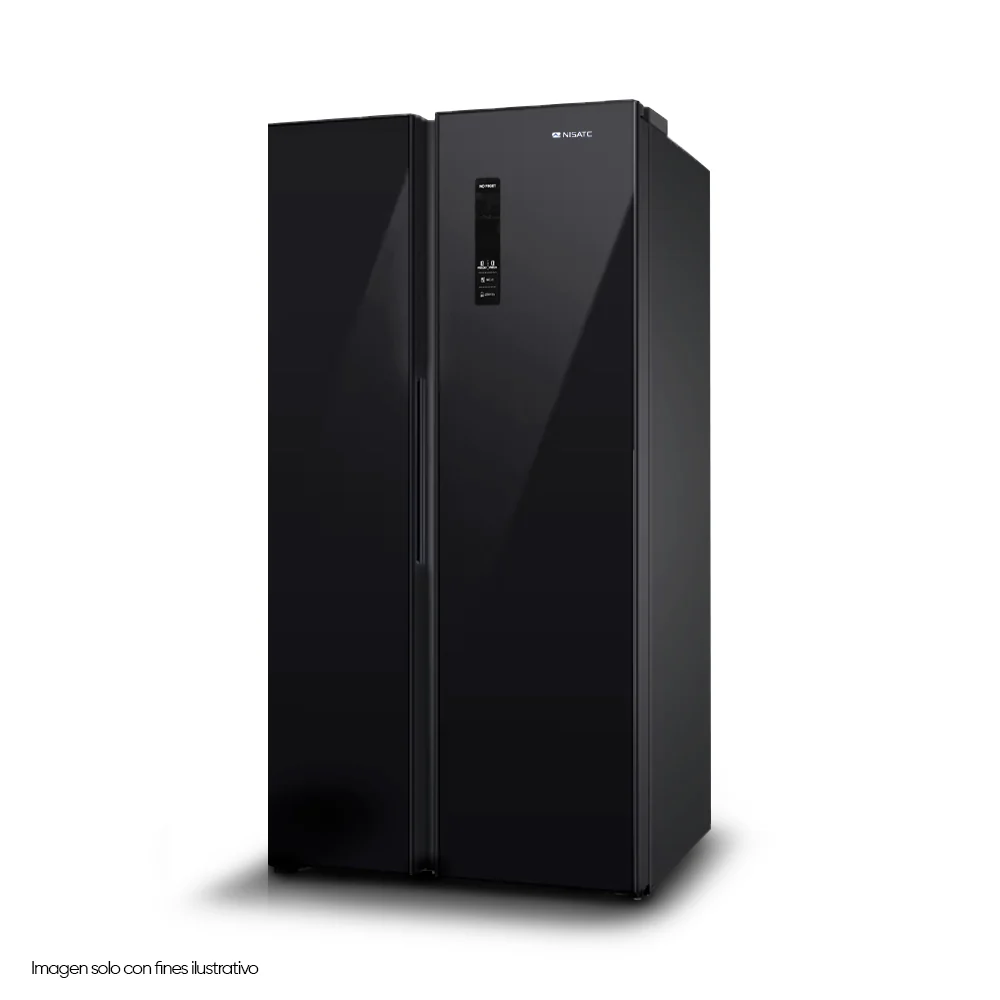 Refrigeradora NRF-715GSMH 17pc Nisato Side by Side inverter acabado frontal de vidrio negro - Image 4