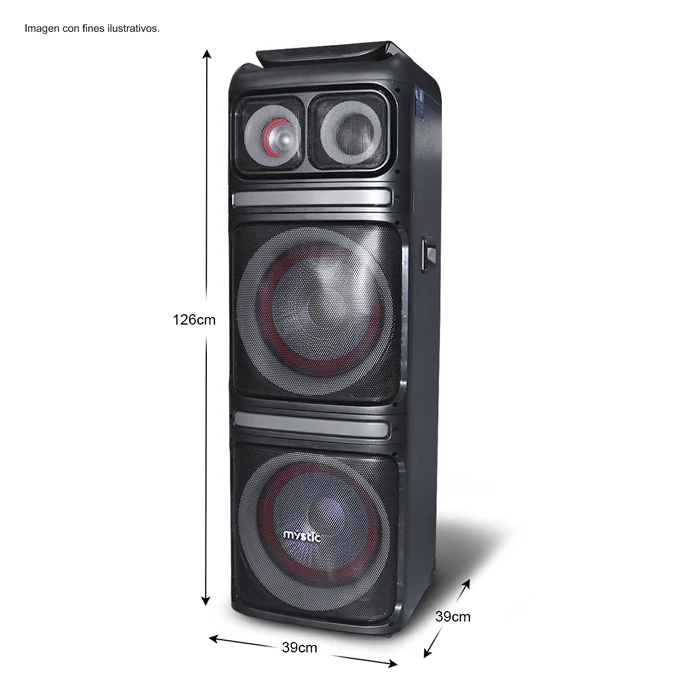 Party icon two ,MY-PS1245U Mystic, audio con Bluetooth, Micrófono inalámbrico UHF,Radio FM,Luz LED, 150W RMS - Image 3