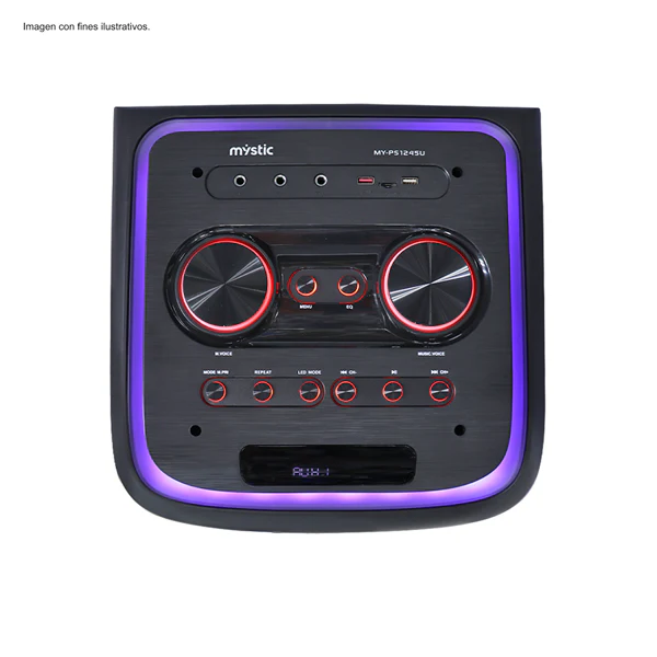 Party icon two ,MY-PS1245U Mystic, audio con Bluetooth, Micrófono inalámbrico UHF,Radio FM,Luz LED, 150W RMS - Image 4