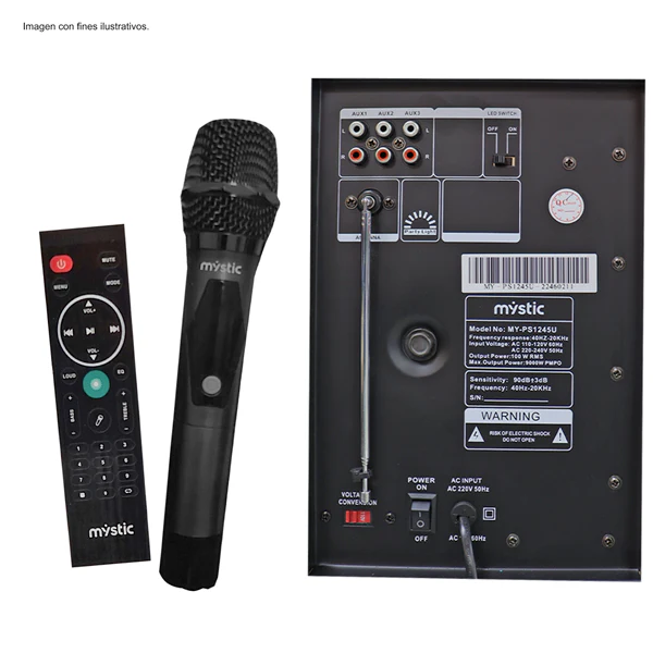 Party icon two ,MY-PS1245U Mystic, audio con Bluetooth, Micrófono inalámbrico UHF,Radio FM,Luz LED, 150W RMS - Image 5