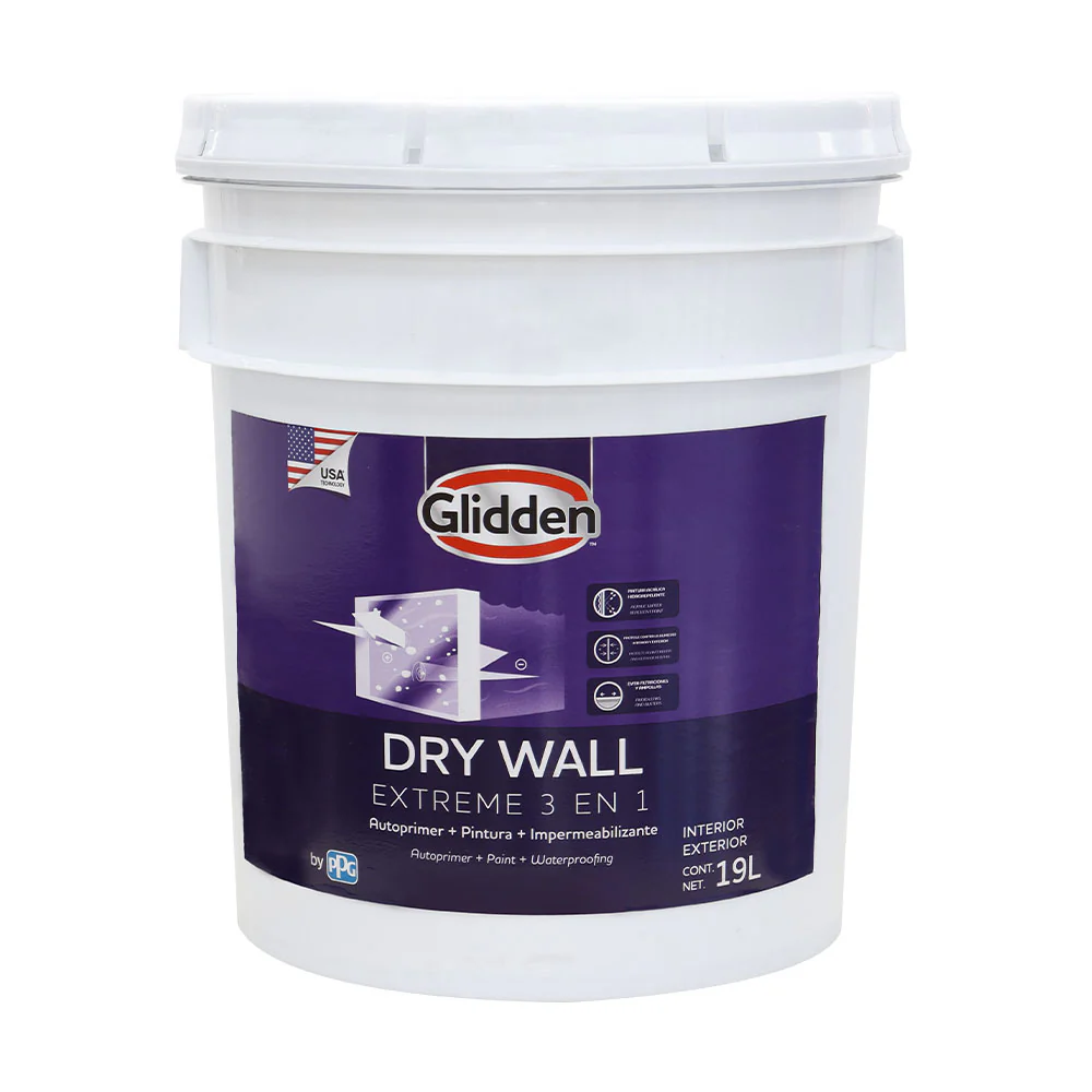 Pintura Dry Wall Extreme Glidden 3 en 1 mate pastel tanque de 5 galones