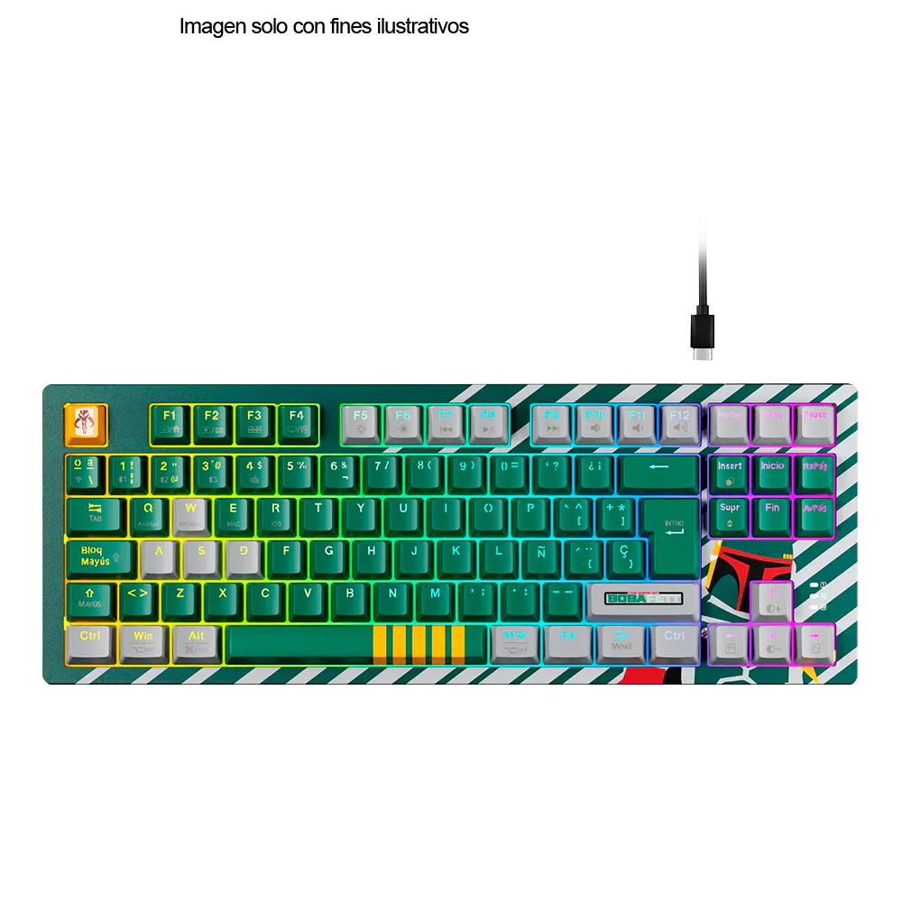 Teclado RGB Gaming con 3 modos Ballista 82T Boba Fett verde ID011PGL21 (PKS-S082BF-GN) - Image 2