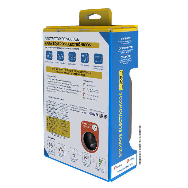 Protector de voltaje PETAS-1T515 con alta capacidad de supresión para electrónicos 120vac-1800va, AVTEK - Image 3
