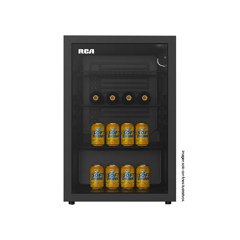 Refrigeradora Minibar 3.3pc, RCBC90 RCA, puerta de vidrio templado.