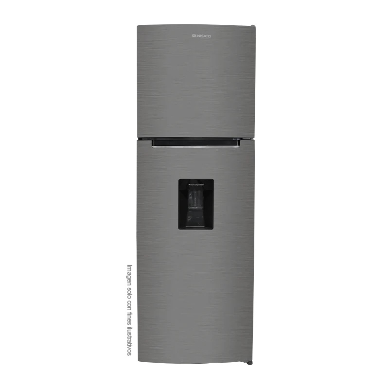 Refrigeradora 8.6pc NRF-288SWDHM Nisato, Top Mount color gris, bandeja de vidrio templado