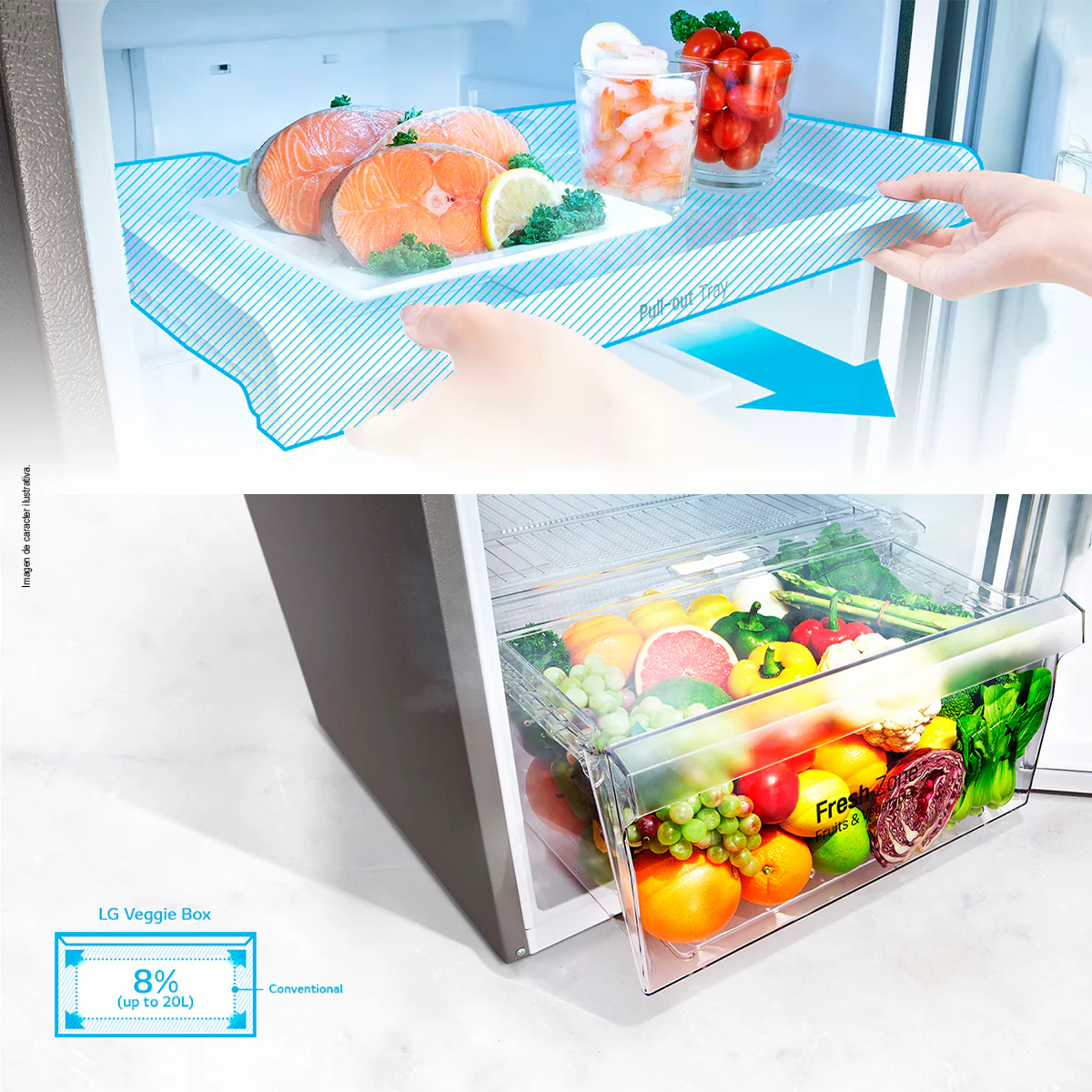 Refrigeradora 11pc, VT34WPP, LG color gris, con dispensador de agua, Linear Coolong Smart Diagnosis. - Image 5