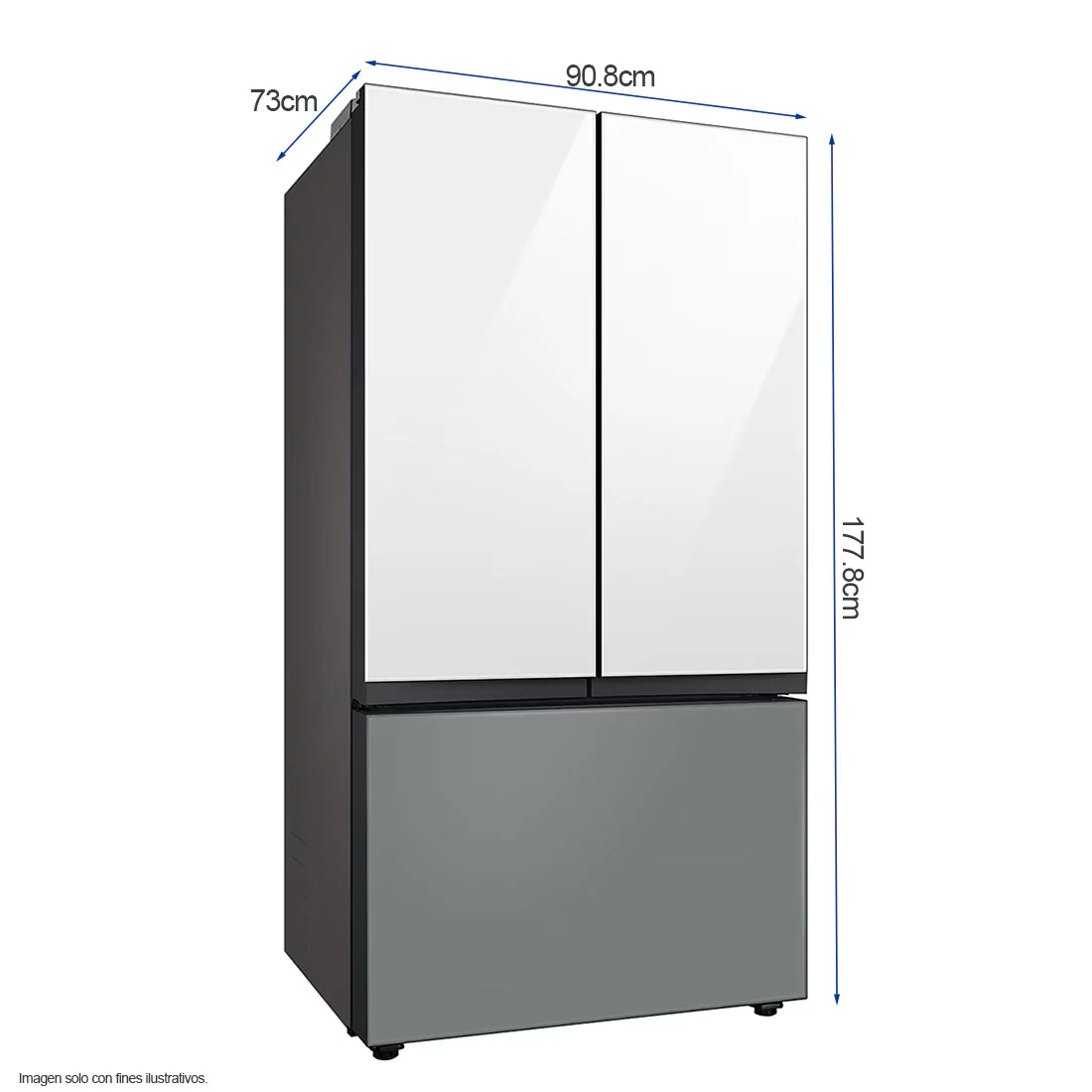 Refrigeradora 24pc Bespoke 3 Door FDR, RF24BB62006MAP Samsung, centro bebida, Wifi, color blanco + gris - Image 3