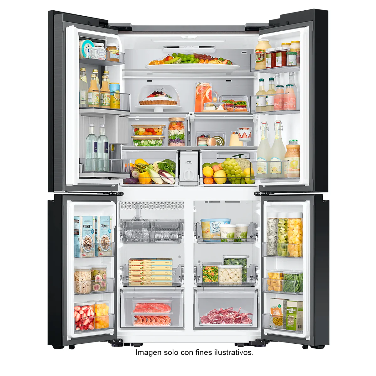 Refrigeradora Bespoke 29pc RF29DB965012AP FDR Samsung 4 puertas, dispensador interior + jarra automática triple enfriamiento flex zone dual ice hielo para whisky color clean white - Image 10