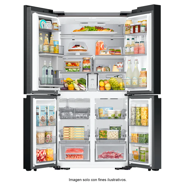 Refrigeradora Bespoke 29pc RF29DB965012AP FDR Samsung 4 puertas, dispensador interior + jarra automática triple enfriamiento flex zone dual ice hielo para whisky color clean white - Image 4