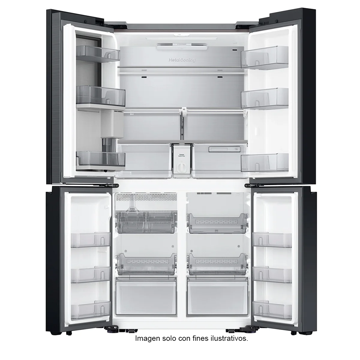 Refrigeradora Bespoke 29pc RF29DB965012AP FDR Samsung 4 puertas, dispensador interior + jarra automática triple enfriamiento flex zone dual ice hielo para whisky color clean white - Image 9