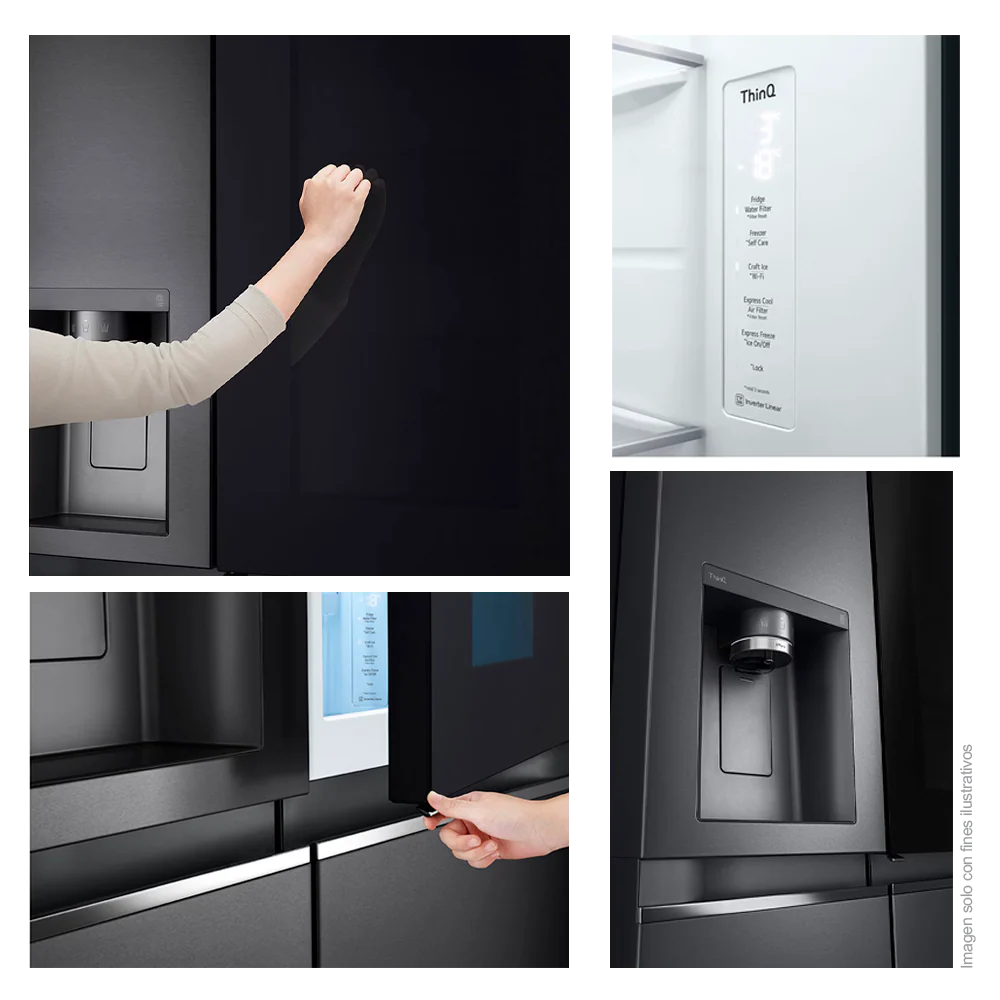 Refrigeradora Side By Side 22pc, VS25XHWCB, LG InstaView negro matte, metal decoration, Door Coolong, ThinQ - Image 3