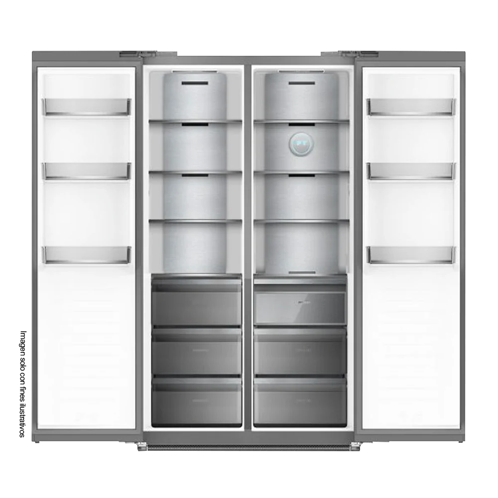 Refrigeradora y congelador Drija BLACK-23, 23pc Drija, puertas acabado vidrio templado | espejo negro - Image 2