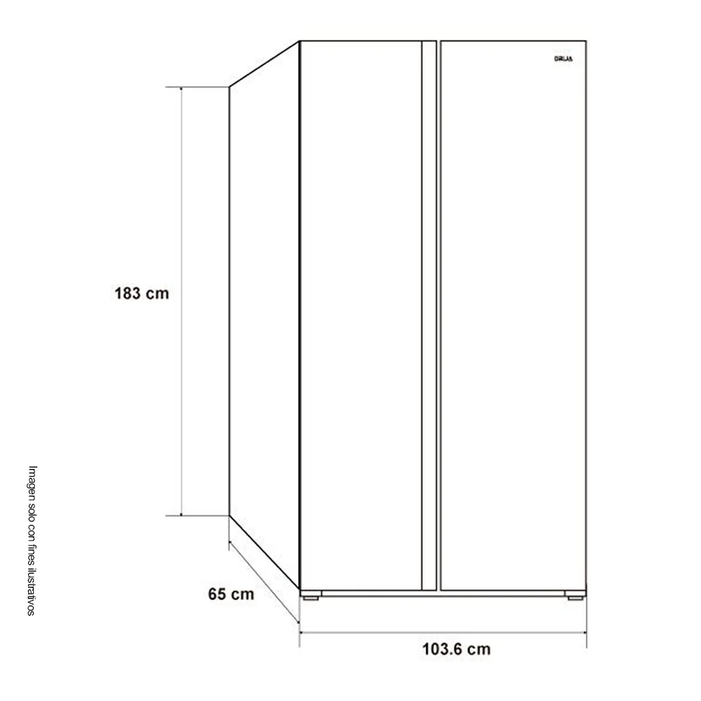 Refrigeradora y congelador Drija BLACK-23, 23pc Drija, puertas acabado vidrio templado | espejo negro - Image 3