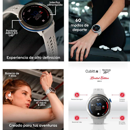 Smartwatch, CTRKG2-7, Cubitt x Reebok, Bluetooth AMOLED 60 modos deportivos - Image 4