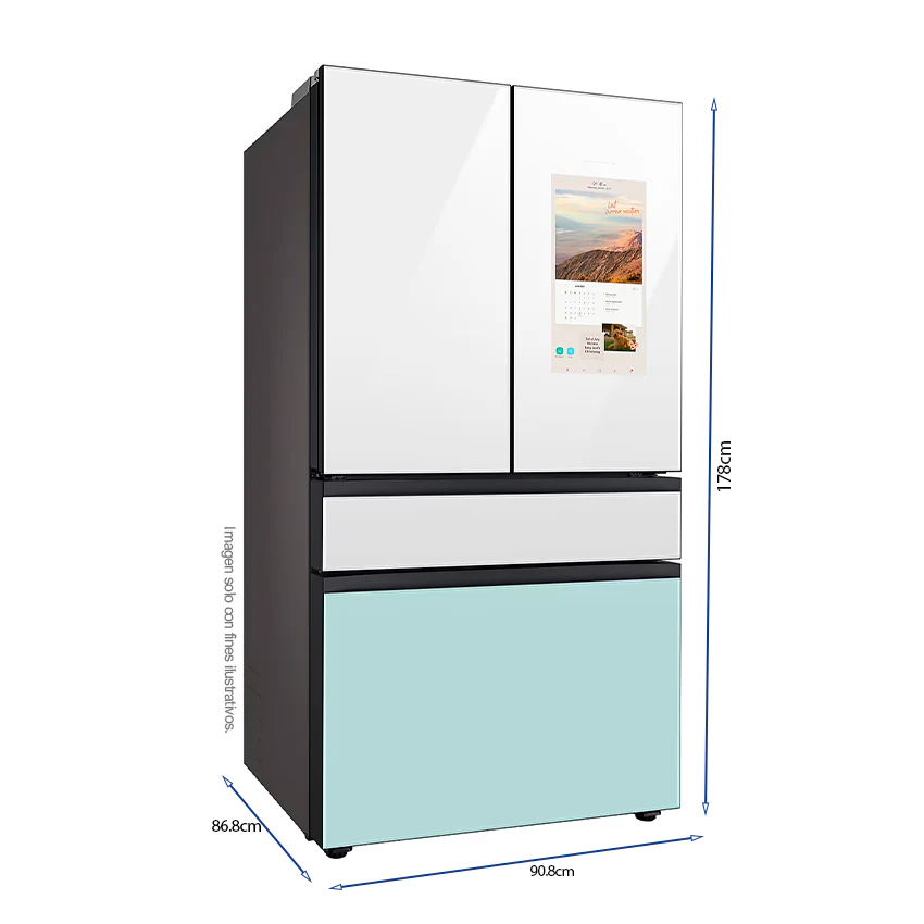 Refrigeradora Bespoke Family HUB 29pc, RF29BB8900JMAP Samsung, puertas francesas dobles, diseño elegante y único, dispensador interior jarra automática. - Image 4