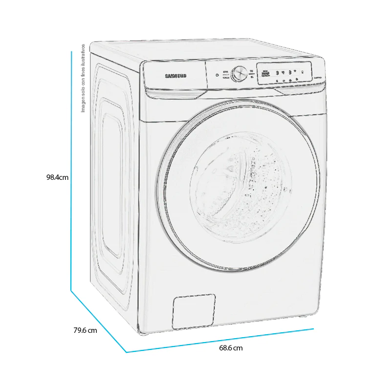Lavadora Samsung carga frontal 22kg WF22C6400AW/AP color blanco tambor de acero inoxidable pantalla control inteligencia artificial - Image 4