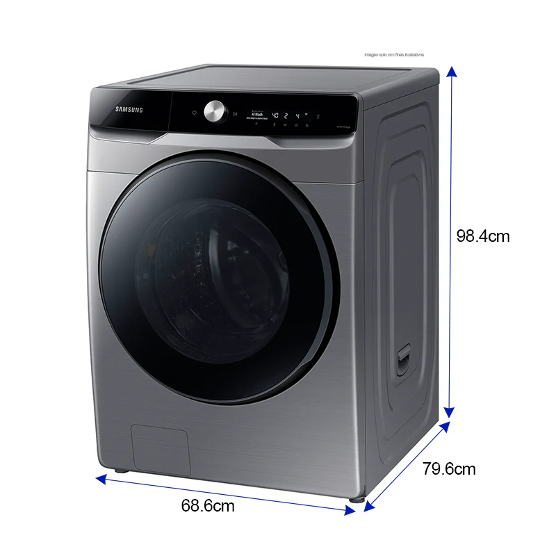 Lavadora y secadora carga frontal eléctrica WD20T6300GP/AX Samsung 20 KG de lavadora 12Kg Secado de secado en acabado color gris - Image 5