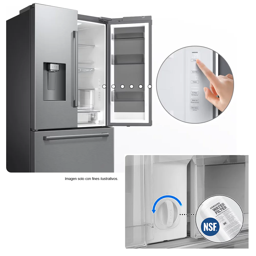 Refrigerador French Door 30 PC RF80H30CETED Samsung Auto-View FDR, Zero Clearance (4mm), Curved, Crushed (Fridge) + Whisky Balls (Freezer) - Image 7