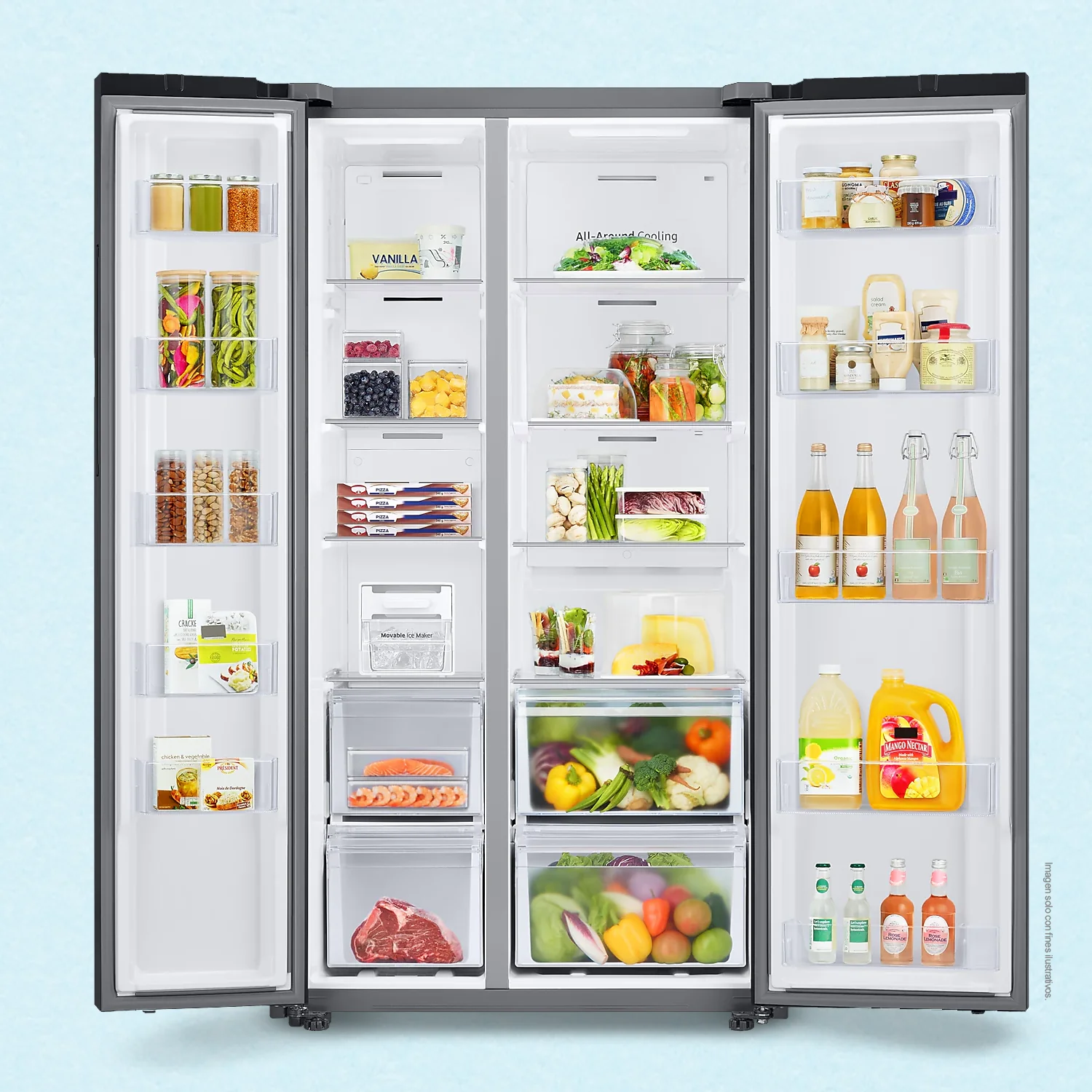 Refrigeradora 23pc Bespoke, RS23CB70NA12AP Samsung, Side by Side, color: Clean white + clean white - Image 3
