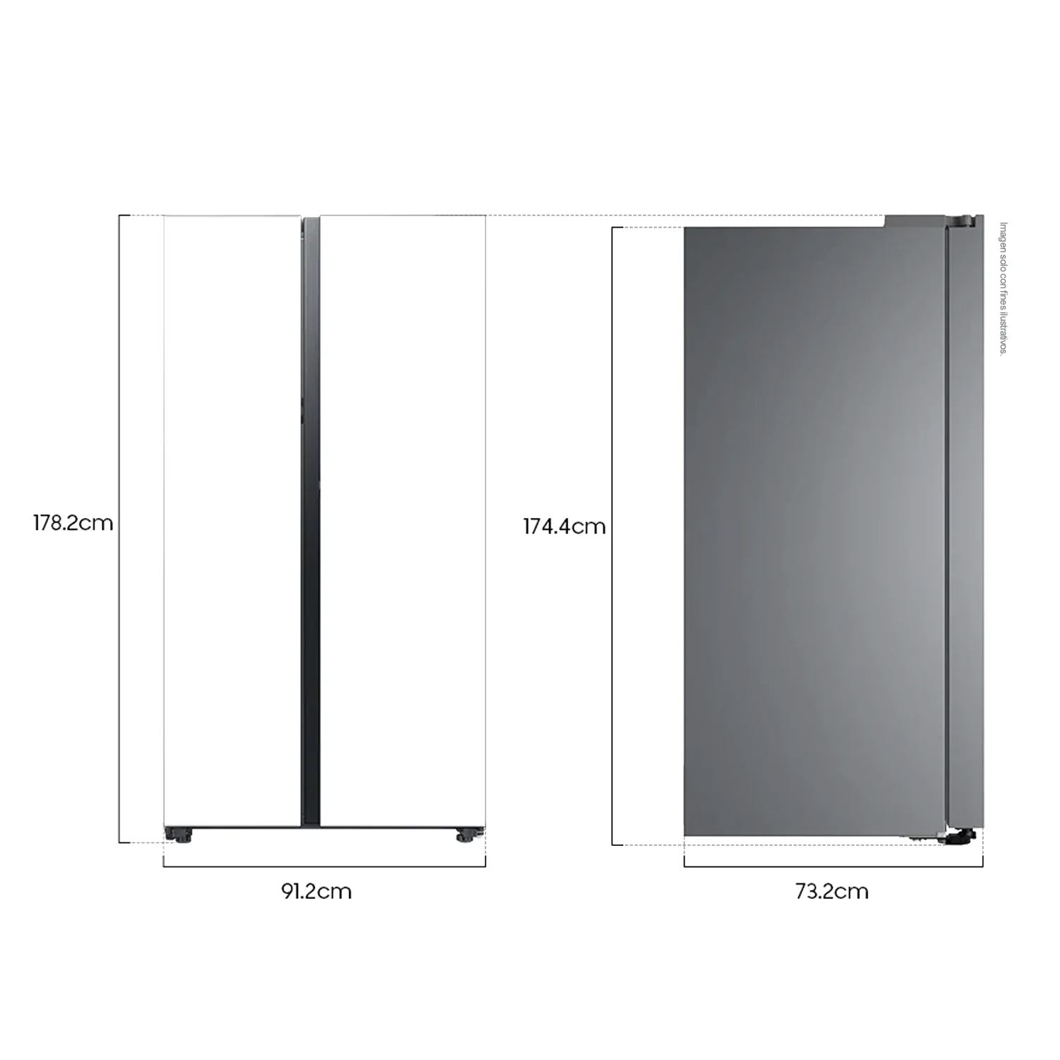 Refrigeradora 23pc Bespoke, RS23CB70NA12AP Samsung, Side by Side, color: Clean white + clean white - Image 4