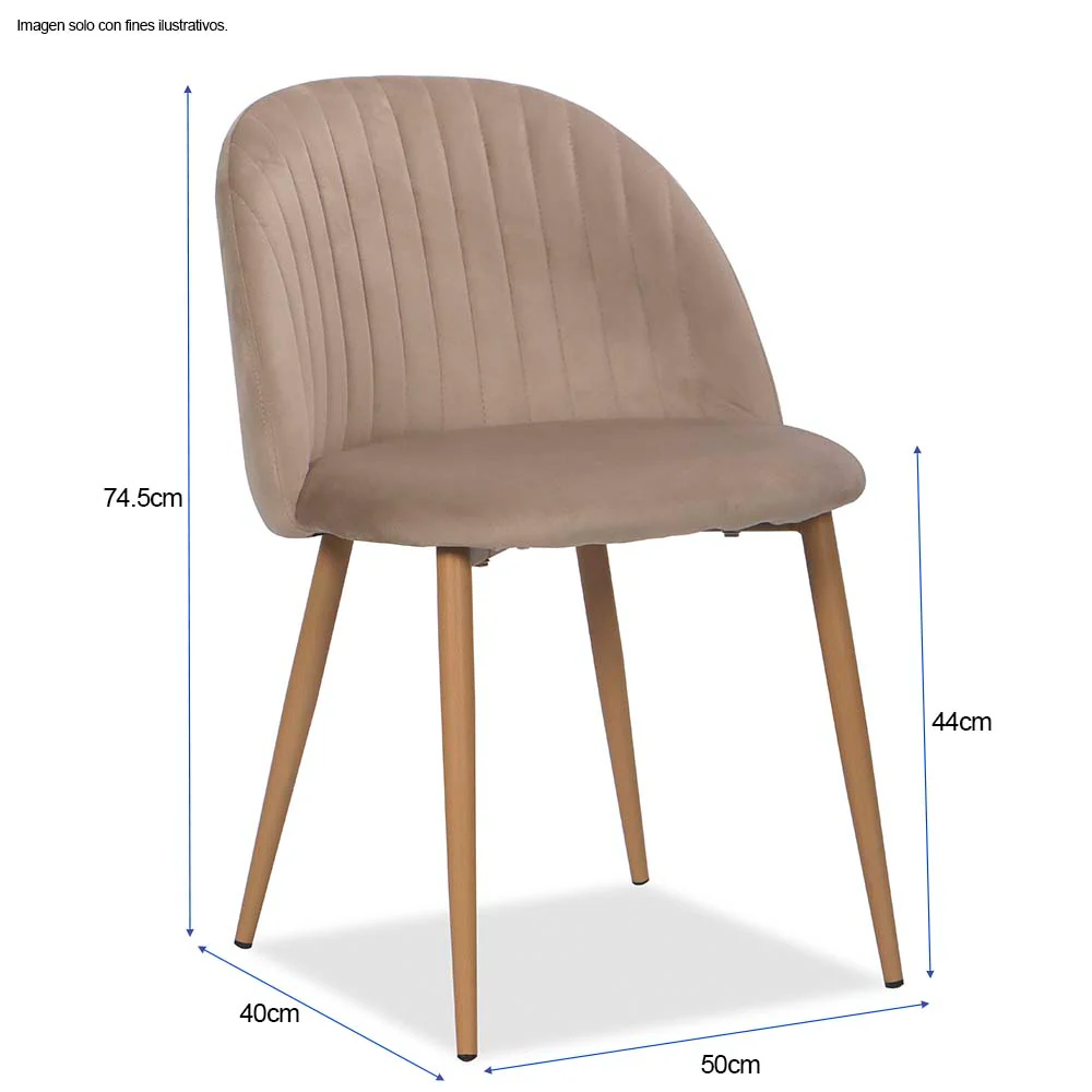 Silla Aurelia CC-039-2 color crema, patas de madera - Image 3