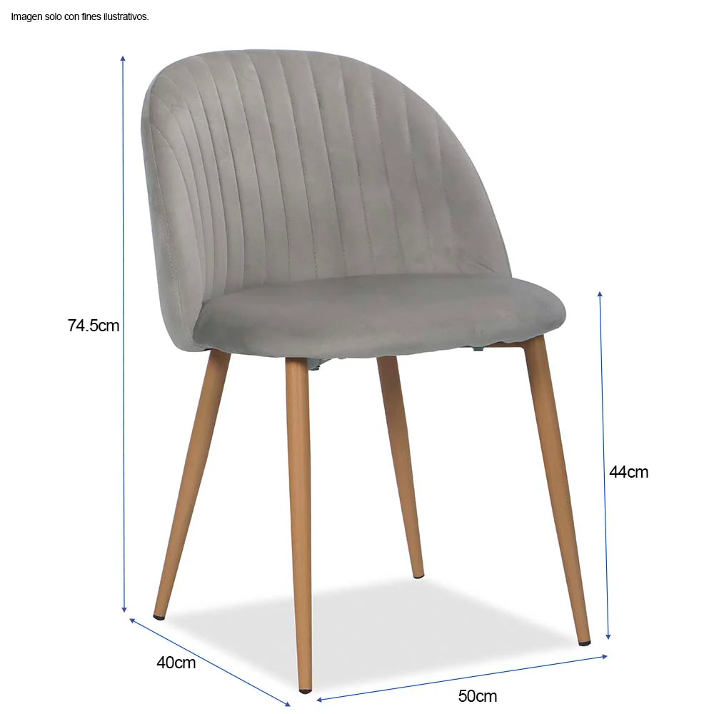 Silla Aurelia CC-039-2 color gris claro, patas de madera - Image 3