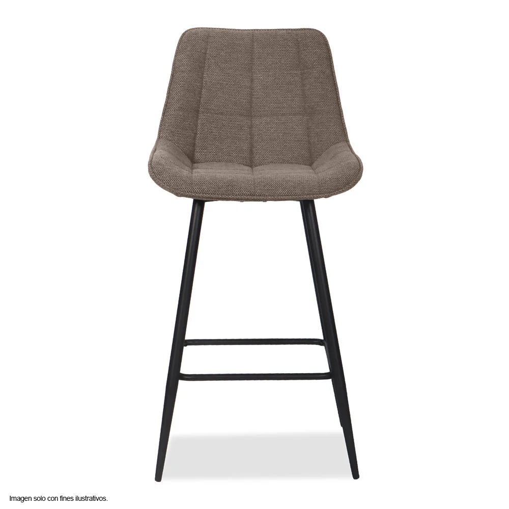 Silla de bar modelo ORIA CB-060, tela color chocolate y estructura de metal