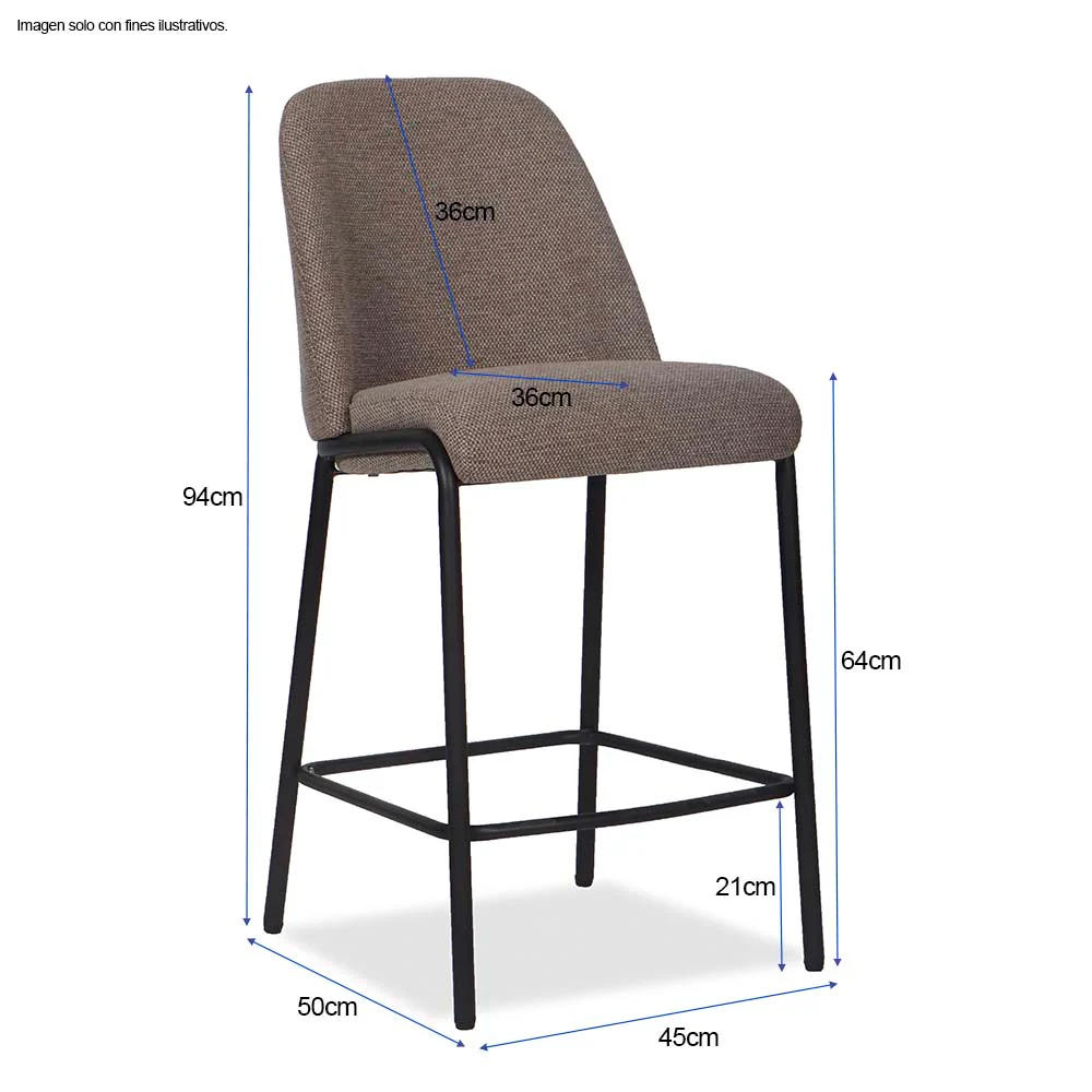 Silla de bar Serena CB-006 color tela chocolate - Image 3