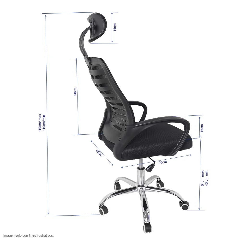 Silla de oficina FC-33 base cromada ruedas plásticas. - Image 4