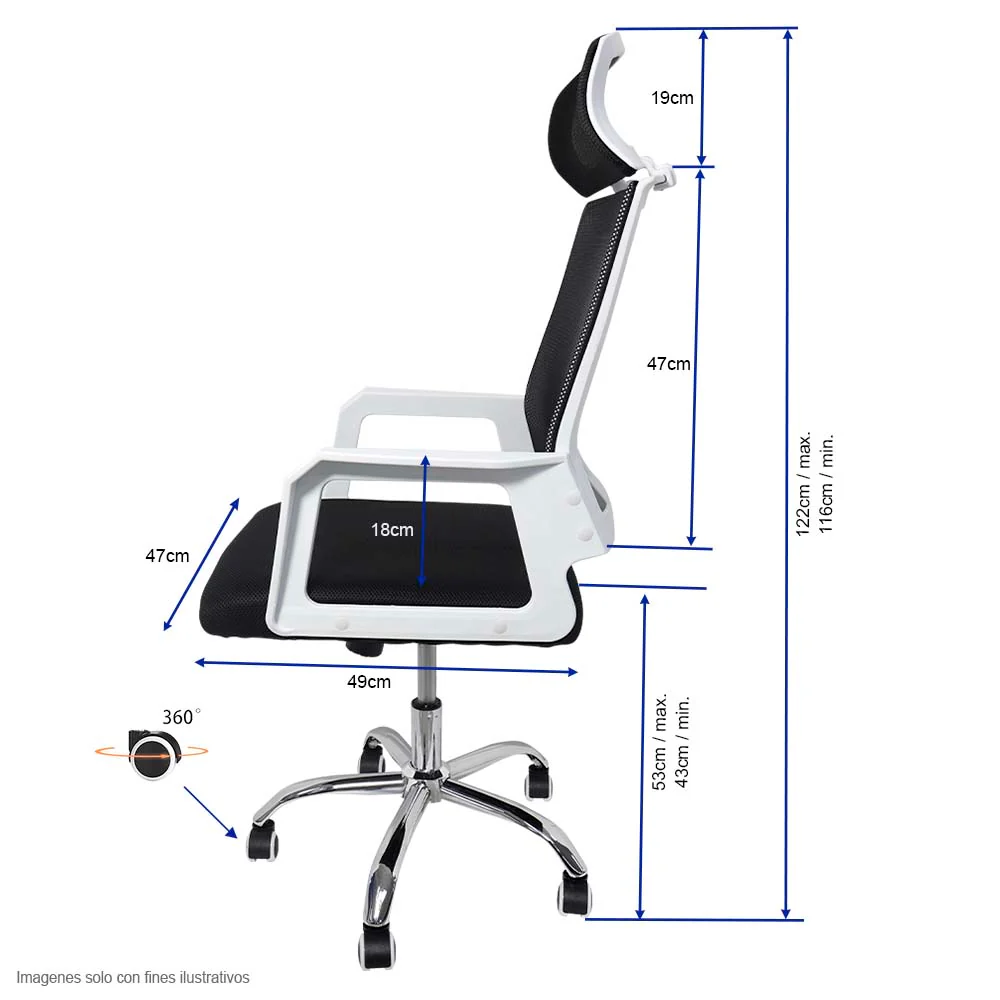 Silla de oficina FC-34-2 base de metal cromada asiento transpirable - Image 4